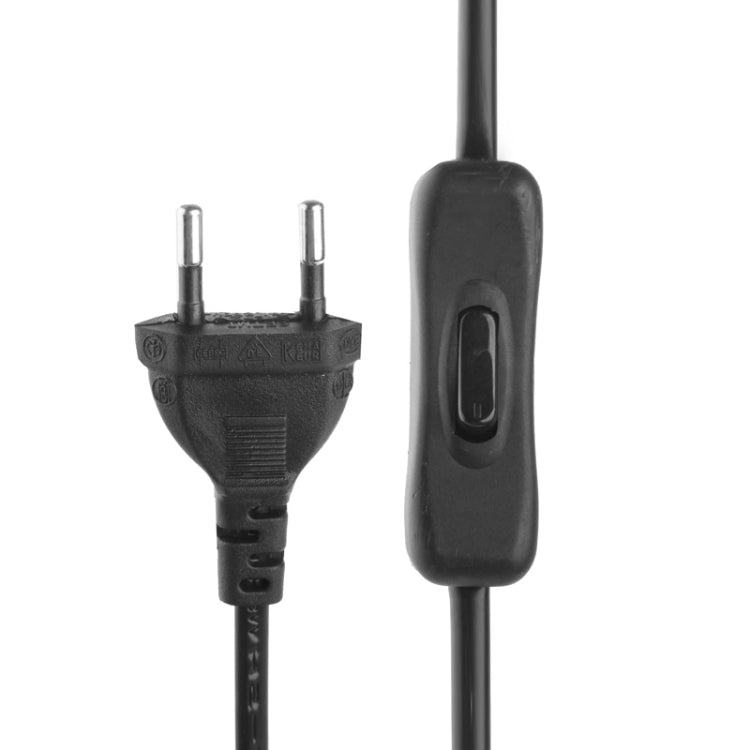 EU Style 2 Pin AC Power Cord with Switch 304 Length: 1.5m (Black)