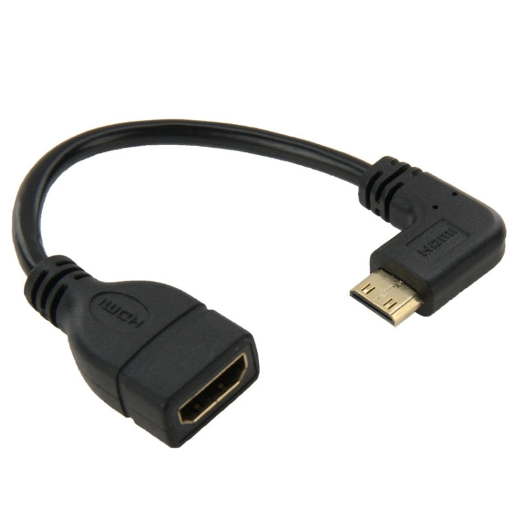 16cm Mini Gold Plated HDMI Male to HDMI 19 Pin Female Cable 90 Degree Right Angle