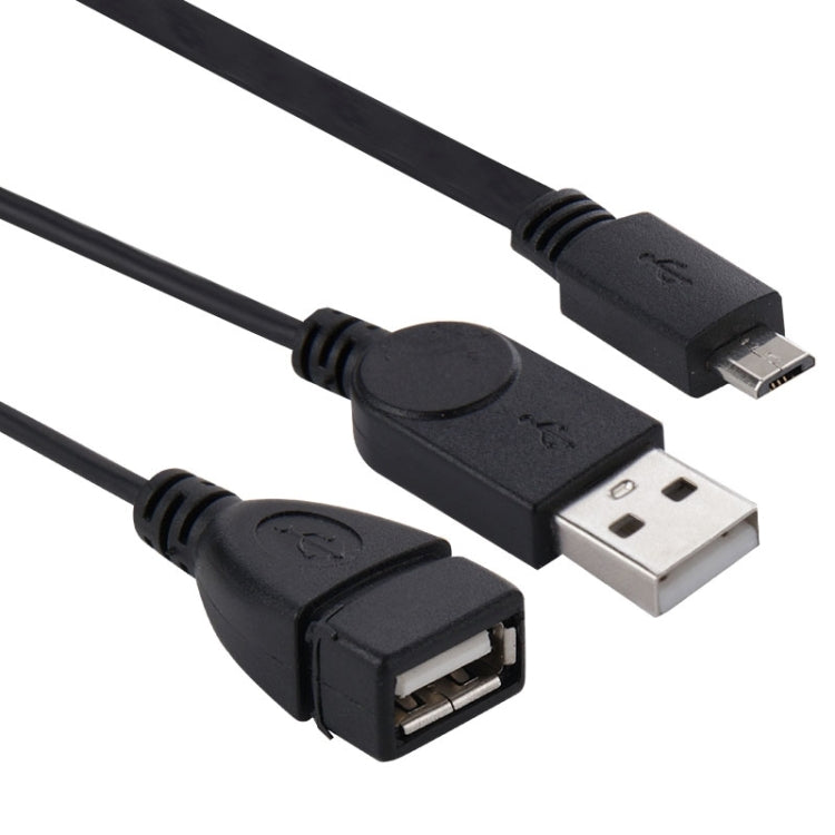 Micro USB vers USB 2.0 mâle et USB 2.0 femelle hôte OTG convertisseur adaptateur longueur du câble : environ 30 cm (noir)