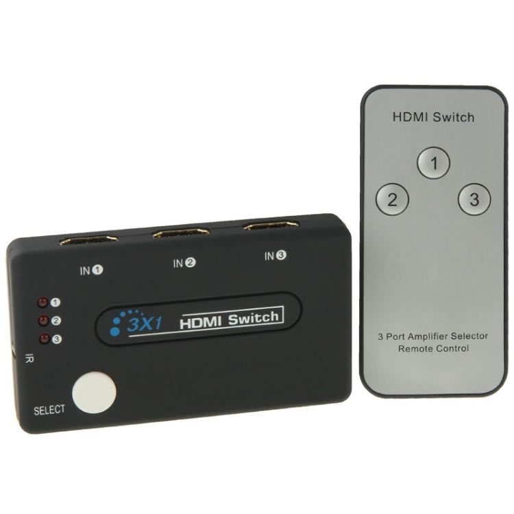 Mini commutateur 3x1 HD 1080P HDMI V1.3 avec télécommande pour HDTV / STB / DVD / projecteur / DVR