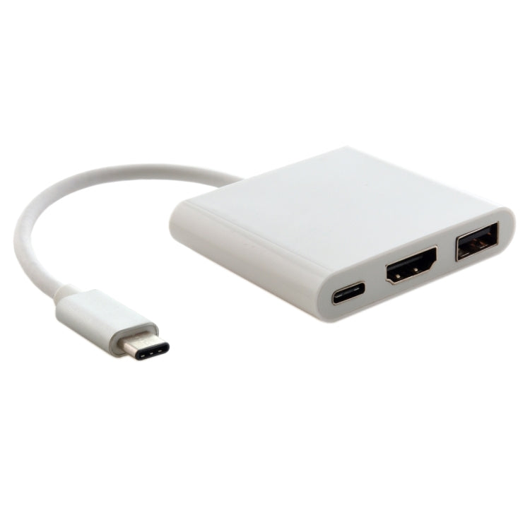 Cable adaptador USB tipo C a HDMI 3 en 1 Para MacBook de 12 pulgadas Versión 2015 Google Chromebook Pixel Versión 2015 Tableta Nokia N1 (Plateado)