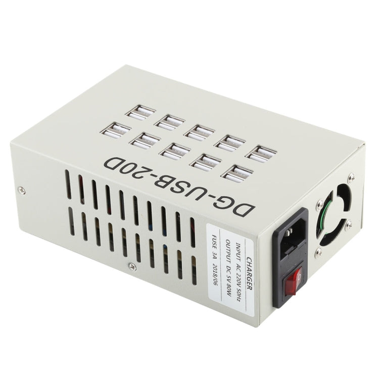 60W 12A 20 Ports USB Station de Chargeur Rapide Voyage Chargeur de Bureau Adaptateur Secteur