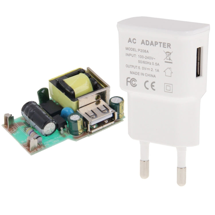 P208 5V 2.1A USB Charging Power Adapter (EU Plug)