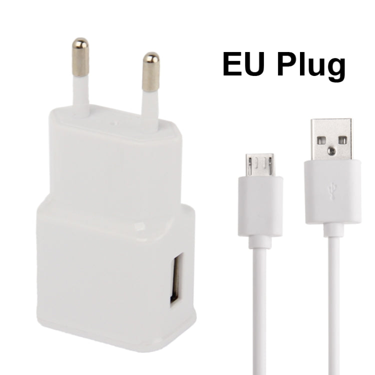 Câble de synchronisation USB micro 5 broches + chargeur de voyage prise UE pour Galaxy i9500 / i9300 / i9220 / N7000 / i9100 / S5830 / i9082 / i9260 / HTC G21 / G18 / G17 / G12 / G10 / Black ... n et Xperia Series etc. (Prise UE) (Blanc)