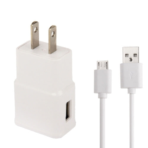Micro 5 Pin USB Sync Cable + Travel Charger with US Plug for Galaxy S7 / S6 / S5 / S4 / i9500 / i9300 / i9220 (White)