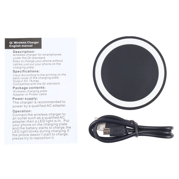 5W Universal QI Standard Round Wireless Charging Pad (Black + White)