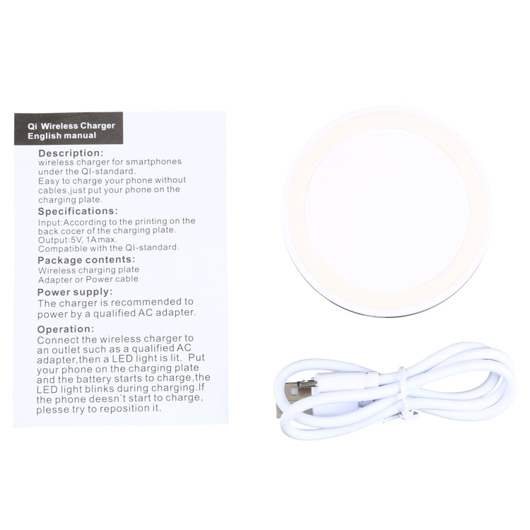 5W Universal QI Standard Round Wireless Charging Pad (White)