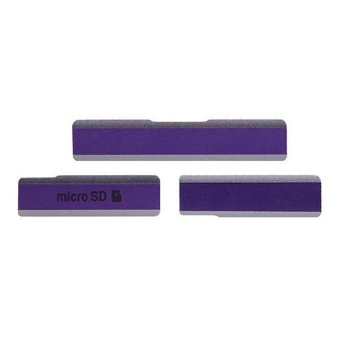 Couvercle de carte SIM + couvercle de port de chargement de données USB + couvercle de carte Micro SD ensemble de blocs anti-poussière pour Sony Xperia Z1 / L39h / C6903 (violet)