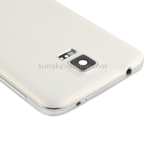 Plaque centrale LCD version OEM (version double carte) avec câble bouton et coque arrière pour Samsung Galaxy S5/G900 (blanc)