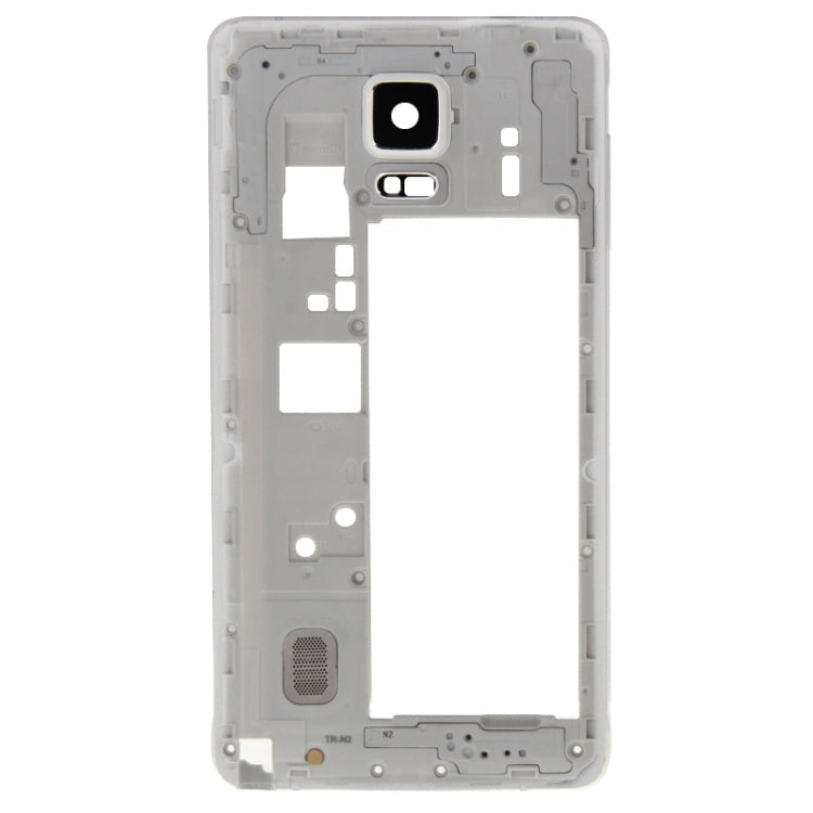 Middle Frame Bezel Back Plate Housing Camera Lens Panel with Speaker Ringer and Headphone Hole for Samsung Galaxy Note 4 / N910V (White)