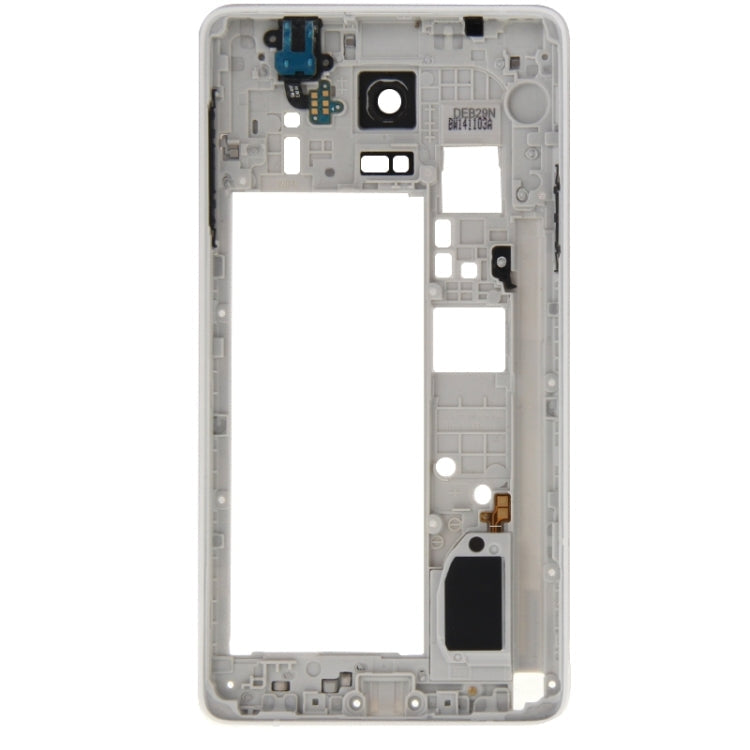 Middle Frame Bezel Back Plate Housing Camera Lens Panel with Speaker Ringer and Headphone Hole for Samsung Galaxy Note 4 / N910V (White)