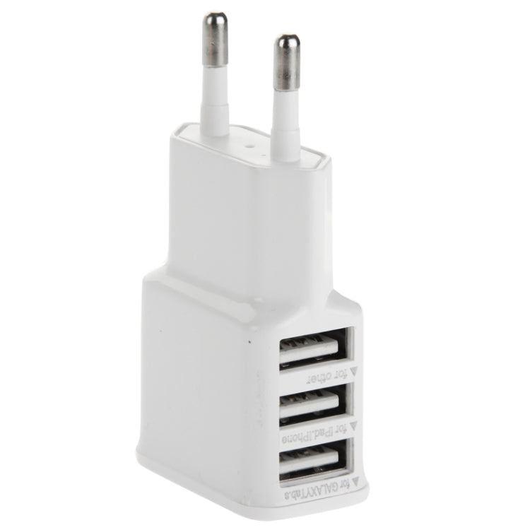 5V 2A EU Plug 3 USB Charger Adapter for iPhone Galaxy Huawei Xiaomi LG HTC and other Smartphones (White)
