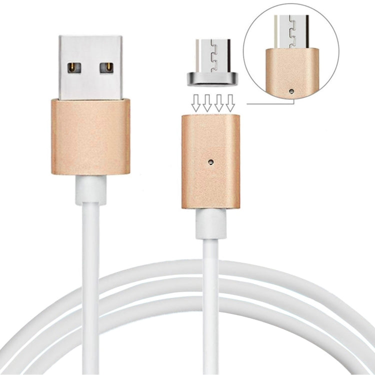 1m Metal Head Magnetic Micro USB to USB Data Sync Charging Cable for Samsung Huawei HTC Xiaomi Mobile Phones (Gold)