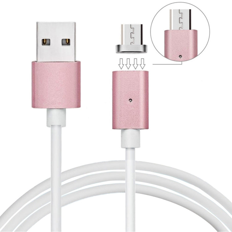 1m Metal Head Magnetic Micro USB to USB Data Sync Charging Cable for Samsung Huawei HTC Xiaomi Mobile Phones (Rose Gold)