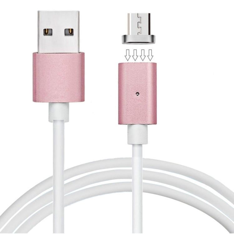 Câble de chargement de synchronisation de données micro USB vers USB magnétique à tête métallique de 1 m pour téléphones mobiles Samsung Huawei HTC Xiaomi (or rose)