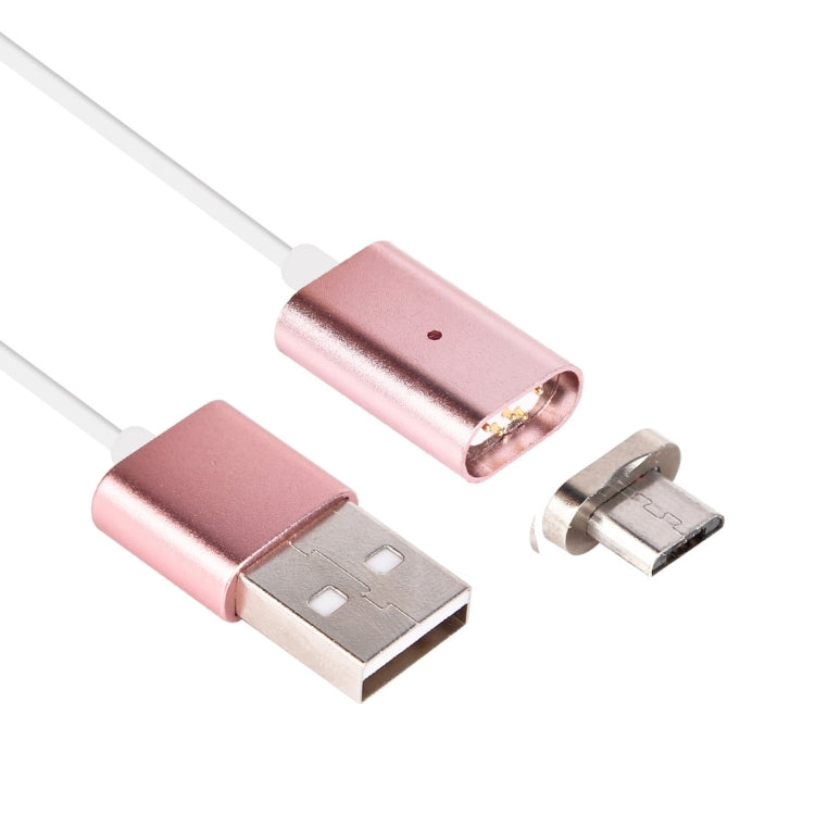 Câble de chargement de synchronisation de données micro USB vers USB magnétique à tête métallique de 1 m pour téléphones mobiles Samsung Huawei HTC Xiaomi (or rose)