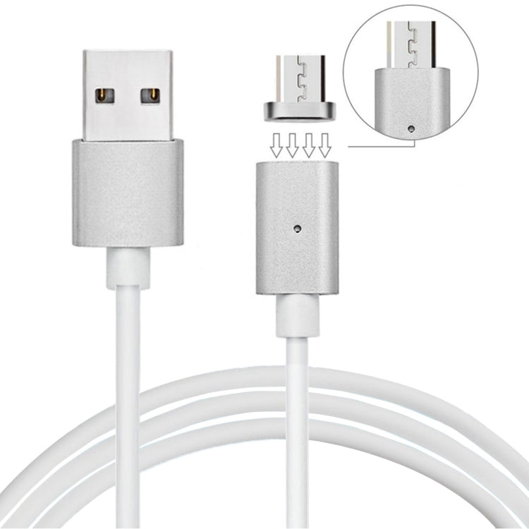 1m Metal Head Magnetic Micro USB to USB Data Sync Charging Cable for Samsung Huawei HTC Xiaomi Mobile Phones (Silver)