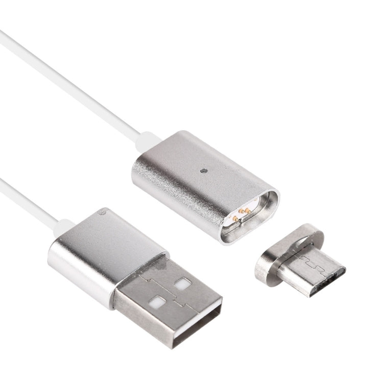 Câble de chargement de synchronisation de données Micro USB vers USB magnétique à tête métallique de 1 m pour téléphones mobiles Samsung Huawei HTC Xiaomi (argent)