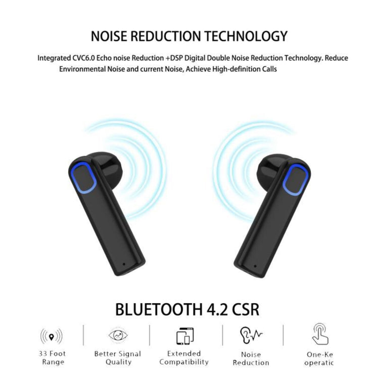 Stereo Bluetooth Headphones in EUR TWS Bluetooth V4.2 Support Hand Call For iPhone Galaxy Huawei Xiaomi LG HTC and other Smart Phones
