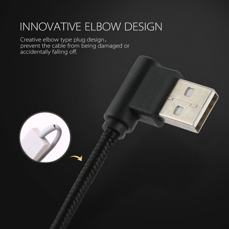 1M USB a Micro USB Nylon Weave Style Cable de Carga de codo Para Samsung Galaxy S7 y S7 Edge / LG G4 / Huawei P8 / Xiaomi MI4 y otros Teléfonos Inteligentes (Negro)