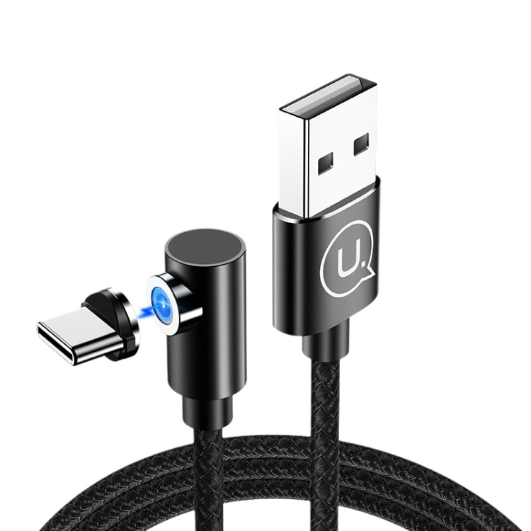 USAMS US-SJ445 U54 USB to USB-C / Type-C Right Angle Aluminum Alloy Magnetic Charging Cable Length: 1m (Black)