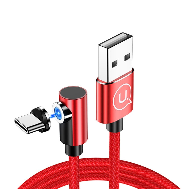 USAMS US-SJ445 U54 USB to USB-C / Type-C Right Angle Aluminum Alloy Magnetic Charging Cable Length: 1m (Red)