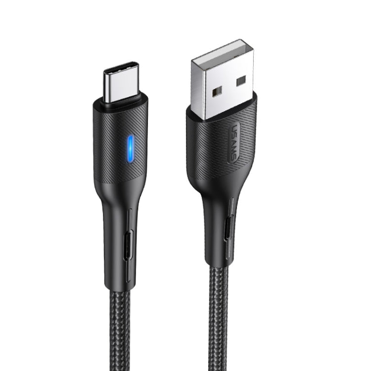 USAMS US-SJ460 U-Bob Series USB to USB-C / Type-C Smart Shutdown Charging Cable Length: 1.2m (Black)