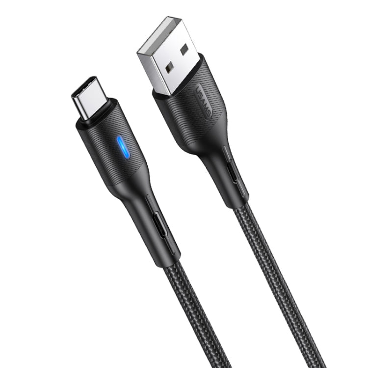 USAMS US-SJ460 U-Bob Series USB to USB-C / Type-C Smart Shutdown Charging Cable Length: 1.2m (Black)