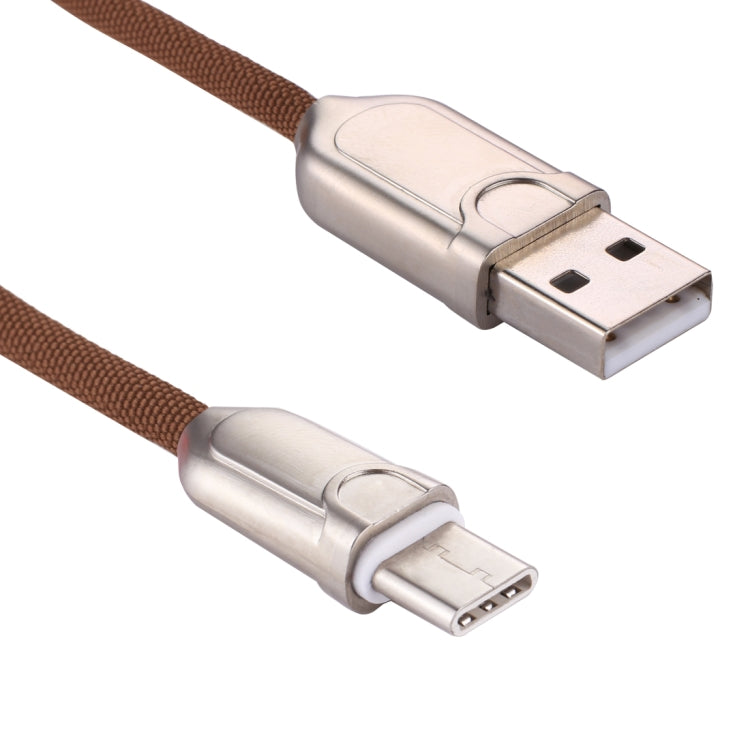 1m 2A USB-C / Typ-C auf USB 2.0 Datensynchronisations-Schnellladekabel für Galaxy S8 und S8+ / LG G6 / Huawei P10 und P10 Plus / Oneplus 5 und andere Smartphones (Braun)