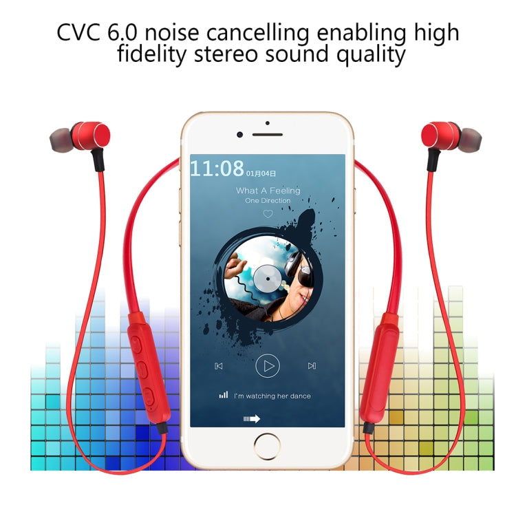 Auriculares internos Bluetooth Inalámbricos Magnéticos Deportivos BTH-S8 Para iPhone Galaxy Huawei Xiaomi LG HTC y otros Teléfonos Inteligentes distancia de trabajo: 10 m (Rojo)