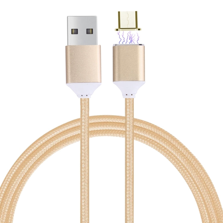 1M 2.4A Weave Style Micro USB to USB Data Sync Charging Cable Smart Metal Magnetism Cord For Samsung HTC Sony Huawei Xiaomi Meizu and Other Android Devices (Gold)