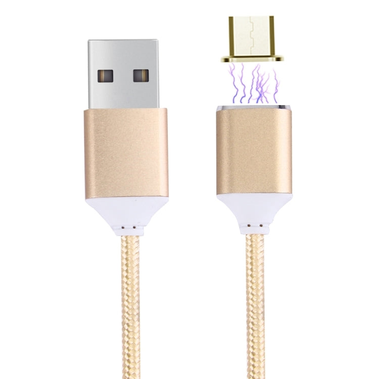 1M 2.4A Weave Style Micro USB to USB Data Sync Charging Cable Smart Metal Magnetism Cord For Samsung HTC Sony Huawei Xiaomi Meizu and Other Android Devices (Gold)