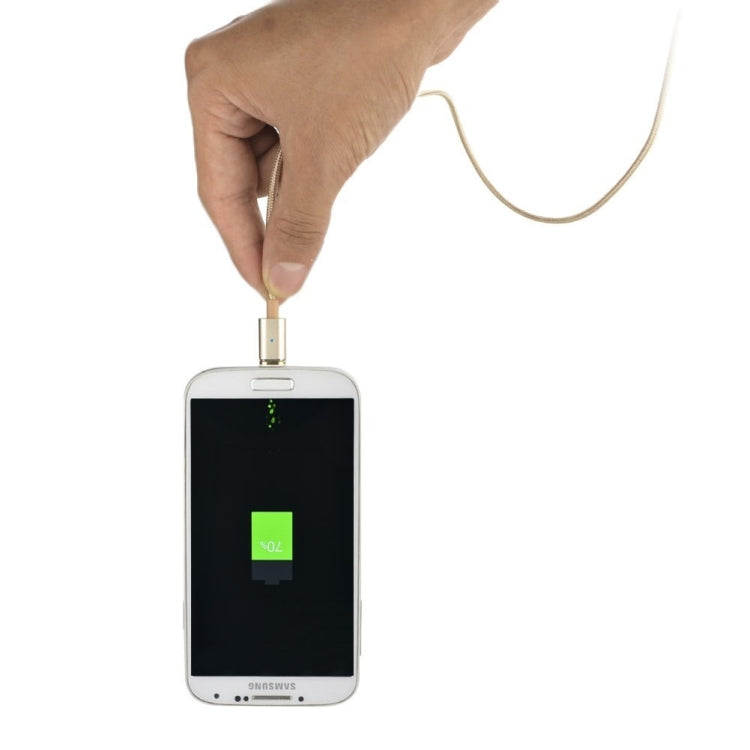 Cable de Carga de Sincronización de Datos Micro USB a USB de estilo tejido 2.4A de 1M Cable de magnetismo de metal Inteligente Para Samsung HTC Sony Huawei Xiaomi Meizu y otros dispositivos Android (Gold)