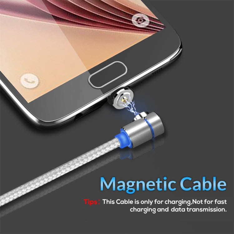 TOPK 1m 2.4A Max USB to Micro USB 90 Degree Elbow Magnetic Charging Cable with LED Indicator (Silver)