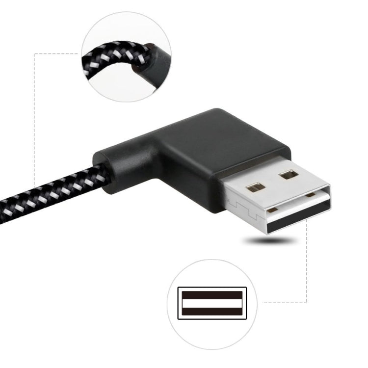 1M 2A USB vers USB-C / Type-C Type-C Nylon Weave Weave Caver Elbow Câble de chargement de données pour Galaxy S8 &amp; S8 + / LG G6 / Huawei P10 &amp; P10 Plus / Xiaomi Mi 6 &amp; Max 2 et autres téléphones intelligents