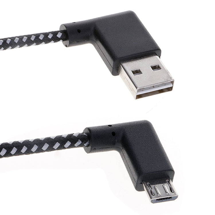 1M 2A USB a Micro usb de tejido de tejido de mechón Doble Cable de Datos de Datos de Datos Para Samsung / Huawei / Xiaomi / Meizu / LG / HTC (Negro)