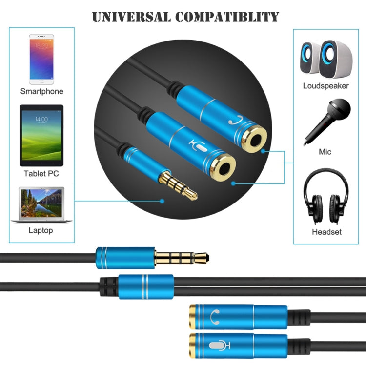 Répartiteur de câble audio TPE 2 en 1 3,5 mm mâle à double 3,5 mm femelle Longueur du câble : 32 cm (noir)