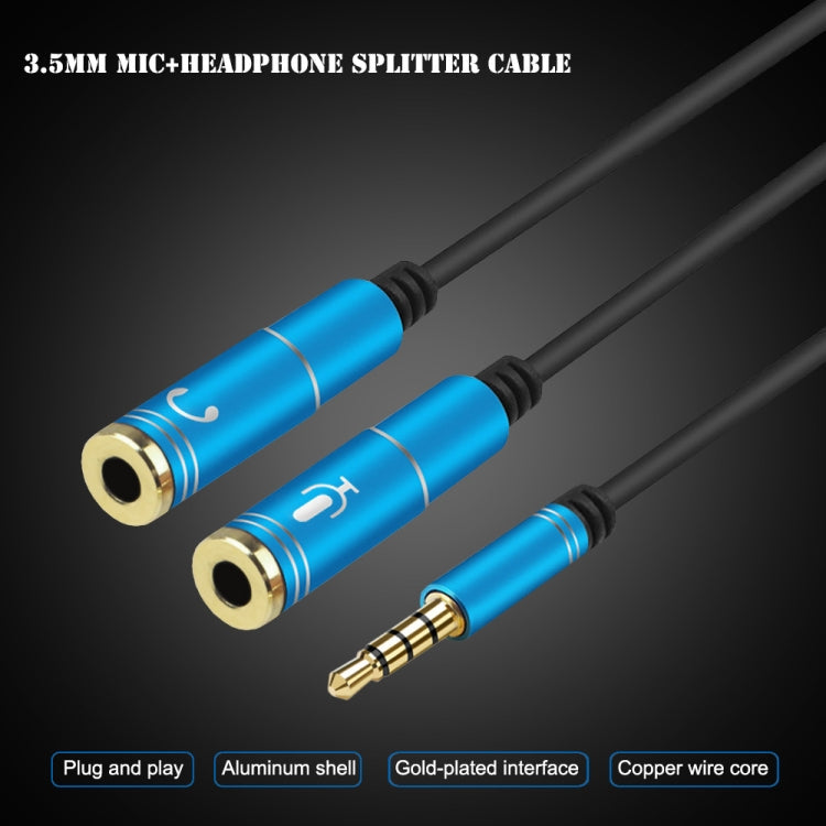 Répartiteur de câble audio TPE 2 en 1 3,5 mm mâle à double 3,5 mm femelle Longueur du câble : 32 cm (Bleu)