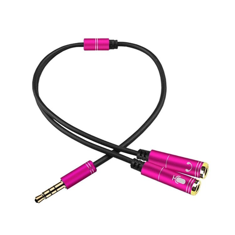 Répartiteur de câble audio TPE 2 en 1 3,5 mm mâle à double 3,5 mm femelle Longueur du câble : 32 cm (Rose Rouge)