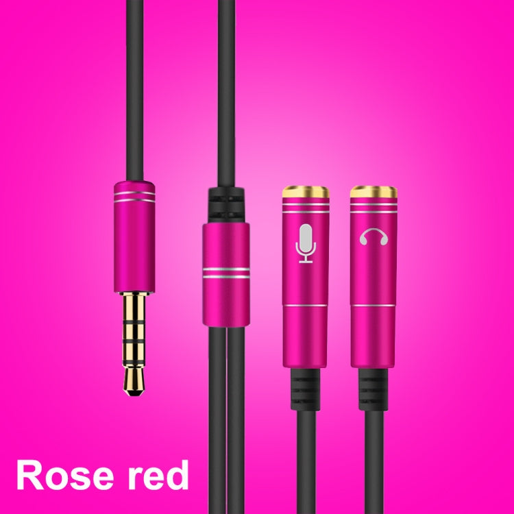 Répartiteur de câble audio TPE 2 en 1 3,5 mm mâle à double 3,5 mm femelle Longueur du câble : 32 cm (Rose Rouge)
