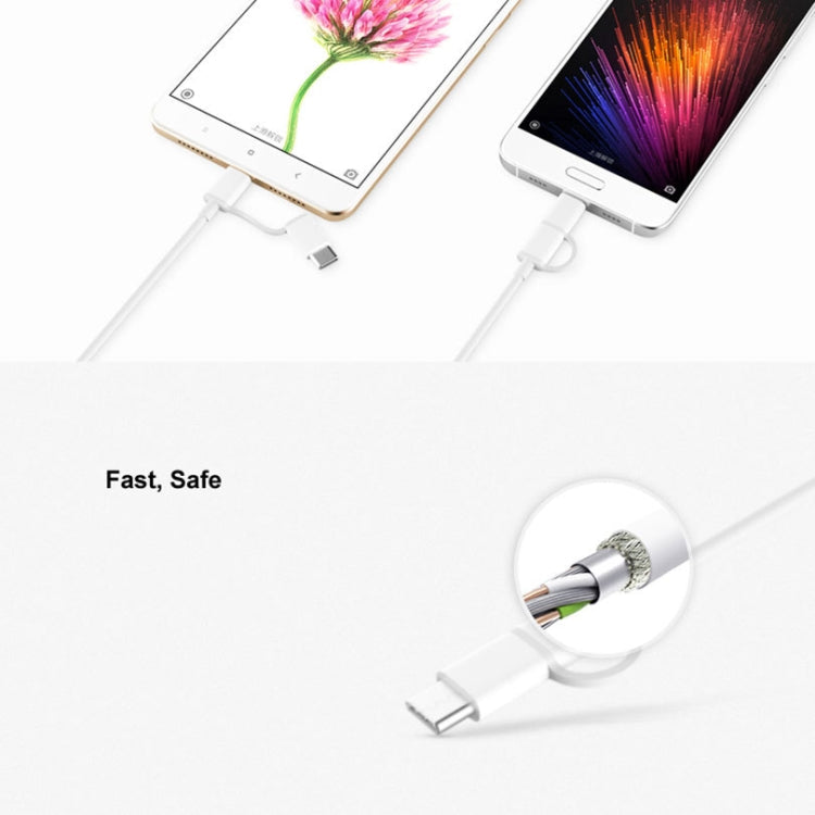 2.4A QC3.0 USB to Micro USB + USB-C / Type-C Quick Charge + Data Transmission TPE Data Cable Cable Length: 30cm