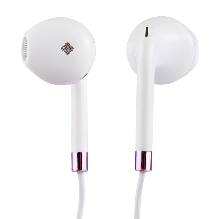 Écouteurs intra-auriculaires de 3,5 mm avec corps en fil blanc avec contrôle de ligne et microphone (violet)