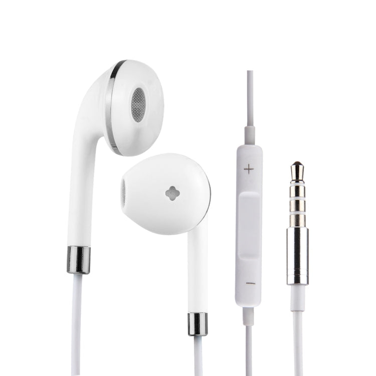 White Wire Body 3.5mm In-Ear Headphones with Line Control and Mic (Silver)