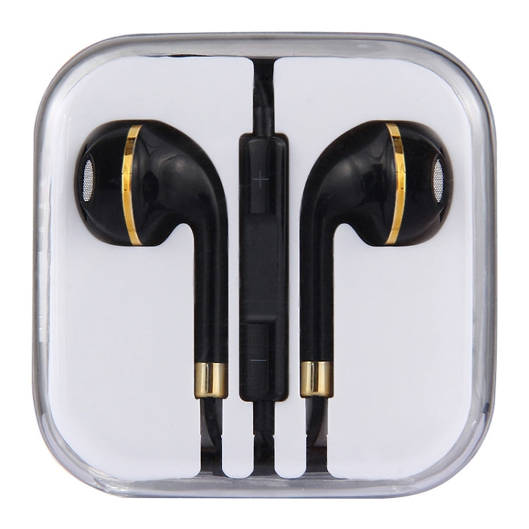 Black Wire Body 3.5mm In-Ear Headphones with Line Control and Mic for iPhone Galaxy Huawei Xiaomi LG HTC and Other Smart Phones (Gold)