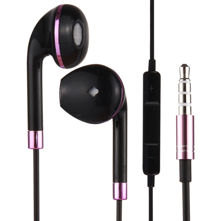 Wire Body Black 3.5mm In-Ear Headphones with Line Control and Mic for iPhone Galaxy Huawei Xiaomi LG HTC and Other Smart Phones (Purple)