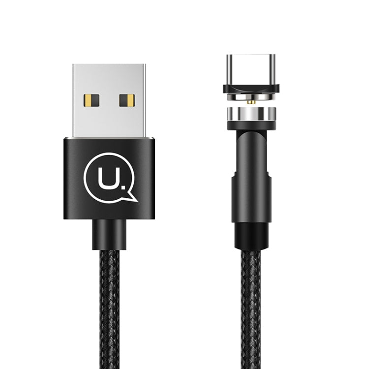 USAMS US-SJ473 U59 2.4A Type-C / USB-C Aluminum Alloy Rotatable Magnetic Charging Cable Length: 1m (Black)