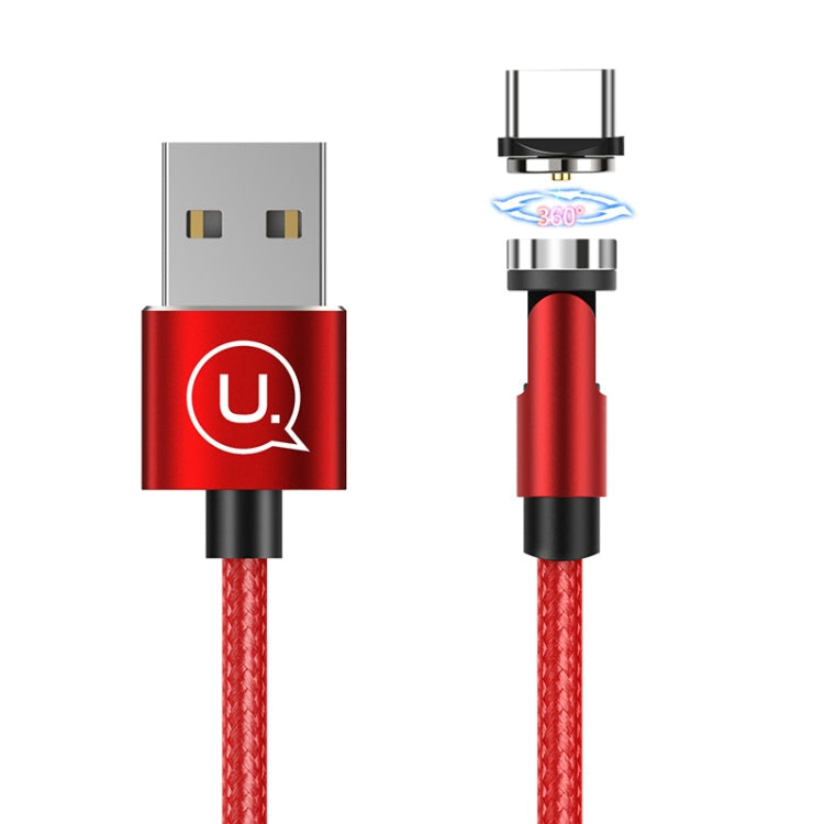 USAMS US-SJ473 U59 2.4A Type-C / USB-C Aluminum Alloy Swivel Magnetic Charging Cable Length: 1m (Red)