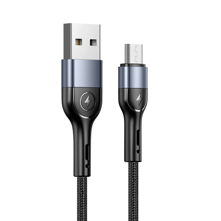 USAMS US-SJ450 U55 2A Micro USB Aluminum Alloy Fabric Charging Cable Length: 1m (Black)