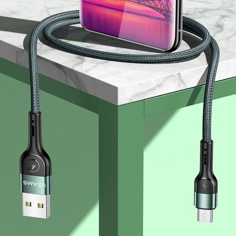 USAMS US-SJ450 U55 2A Micro USB Aluminum Alloy Fabric Charging Cable Length: 1m (Green)
