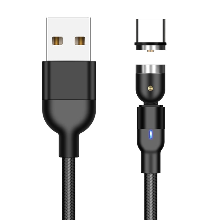 Câble de charge magnétique pivotant en nylon tressé USB vers USB-C / Type-C de 2 m 2 A (noir)